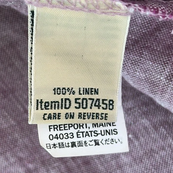 L.L. Bean Purple Linen Short Sleeve Button Down Shirt - Picture 6 of 6